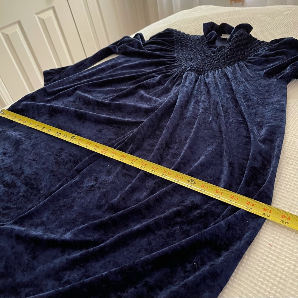 Plush Robe 1980s Zip front crushed Velour Royal Blue Maxi Housedress - Picture 14 of 16